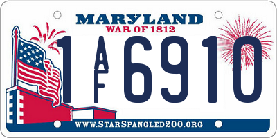 MD license plate 1AF6910