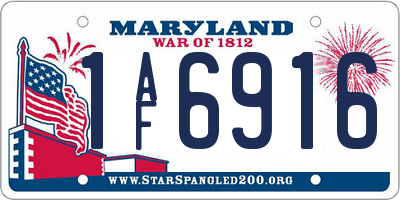 MD license plate 1AF6916