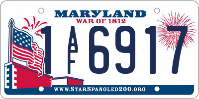 MD license plate 1AF6917