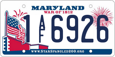 MD license plate 1AF6926