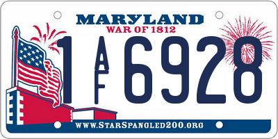 MD license plate 1AF6928