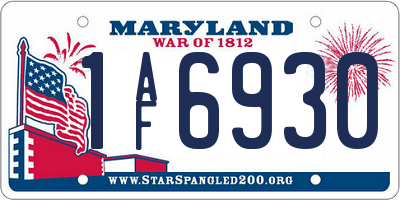 MD license plate 1AF6930
