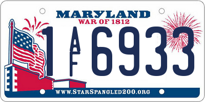MD license plate 1AF6933