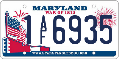 MD license plate 1AF6935