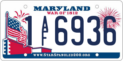 MD license plate 1AF6936