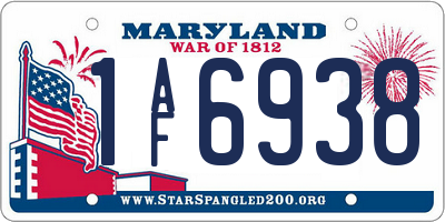 MD license plate 1AF6938
