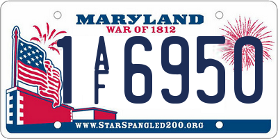 MD license plate 1AF6950