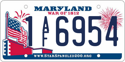 MD license plate 1AF6954