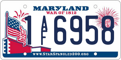 MD license plate 1AF6958