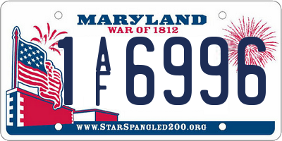 MD license plate 1AF6996