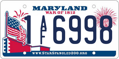 MD license plate 1AF6998