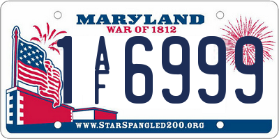 MD license plate 1AF6999