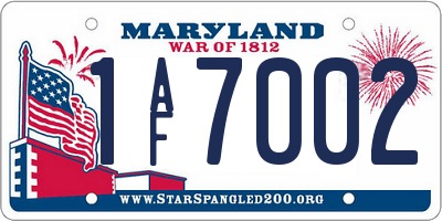 MD license plate 1AF7002