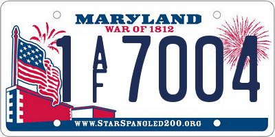 MD license plate 1AF7004