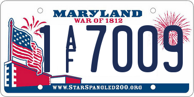 MD license plate 1AF7009