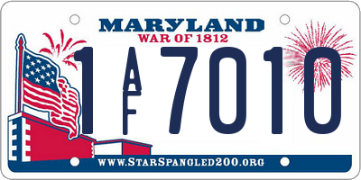MD license plate 1AF7010