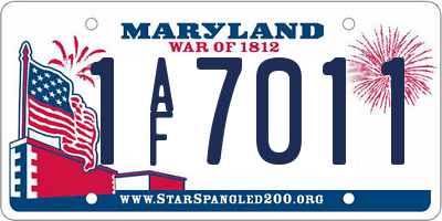 MD license plate 1AF7011