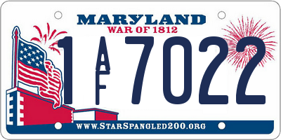 MD license plate 1AF7022