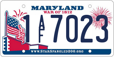 MD license plate 1AF7023