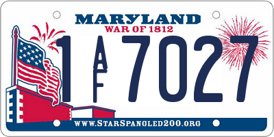 MD license plate 1AF7027