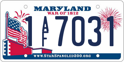 MD license plate 1AF7031