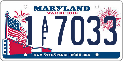 MD license plate 1AF7033
