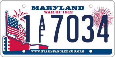 MD license plate 1AF7034