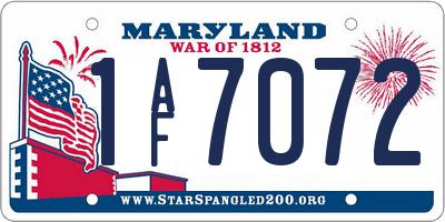 MD license plate 1AF7072