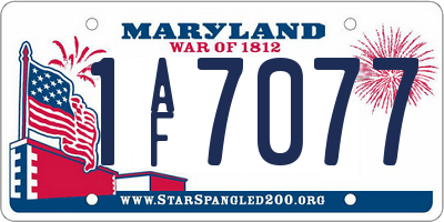 MD license plate 1AF7077