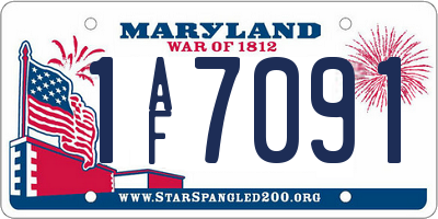 MD license plate 1AF7091