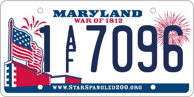 MD license plate 1AF7096