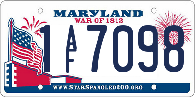 MD license plate 1AF7098