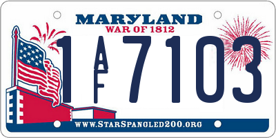 MD license plate 1AF7103