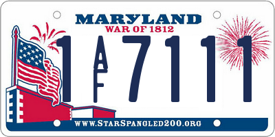 MD license plate 1AF7111