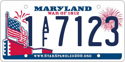 MD license plate 1AF7123