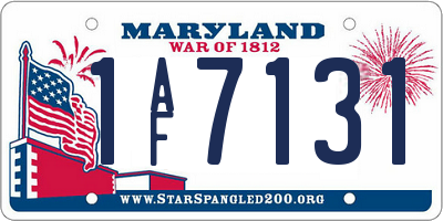 MD license plate 1AF7131