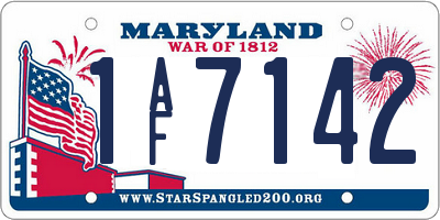 MD license plate 1AF7142