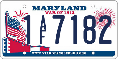 MD license plate 1AF7182
