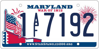 MD license plate 1AF7192