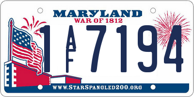 MD license plate 1AF7194