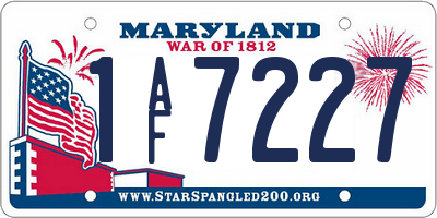 MD license plate 1AF7227