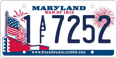 MD license plate 1AF7252