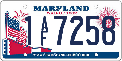 MD license plate 1AF7258