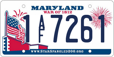 MD license plate 1AF7261
