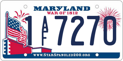 MD license plate 1AF7270