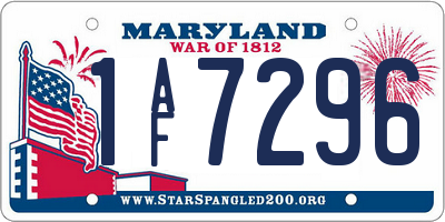 MD license plate 1AF7296