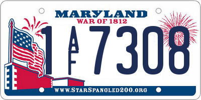 MD license plate 1AF7308