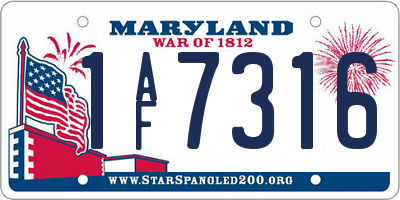 MD license plate 1AF7316