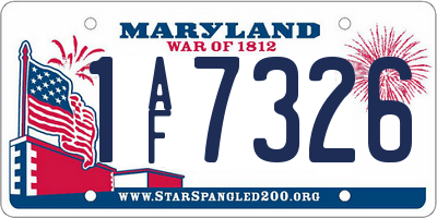 MD license plate 1AF7326