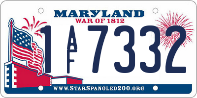 MD license plate 1AF7332